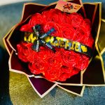 25 count red rose bouquet + banner